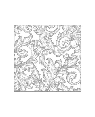 Servetele de masa, 20 buc, 33x33 cm, Baroque Silver/White - AMBIENTE
